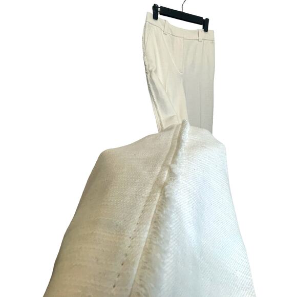 Zara Pants - Zara Fringe Trim Wide-Leg Pockets Belt loops Pants Cotton Blend Off-White XS